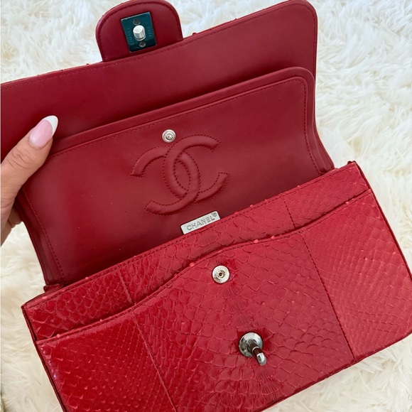 Chanel Small Red Python Flap Bag, Silver Hardware - Picture 11 of 15